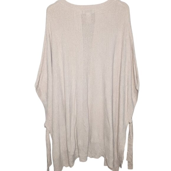 BAREFOOT DREAMS CozyChic Hi Low Side Tie Poncho L XL Ultra Lite Beige - Picture 4 of 7